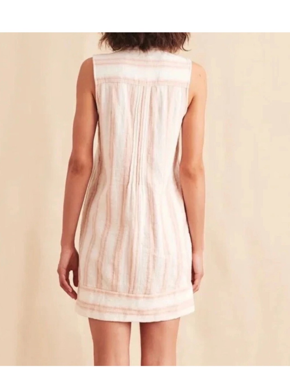 Faherty Cream and Blush Striped Sleeveless Mini Dress - Picture 2 of 14